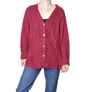 SIZE L Linen Cardigan Vintage knit V-neckline long sleeves L.L.BEAN